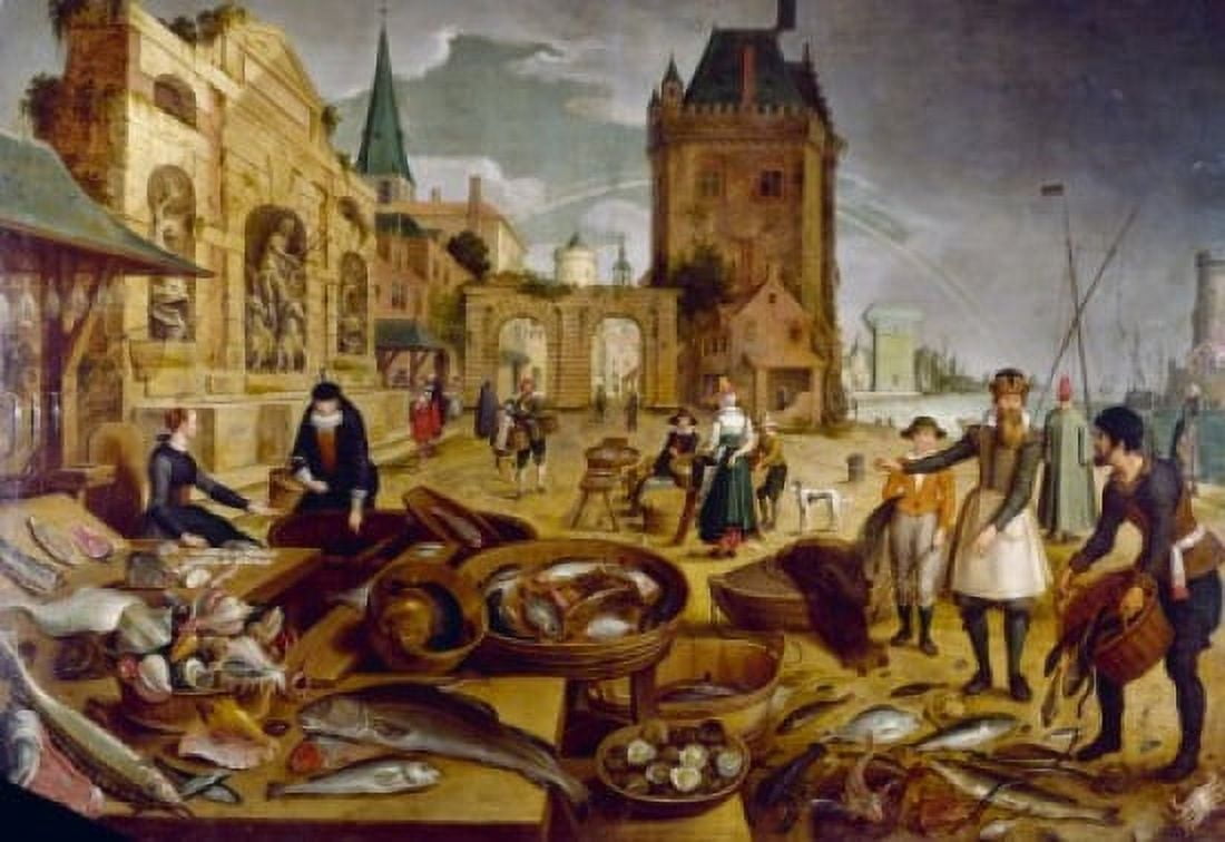 The Fish Market by Sebastian Vrancx (1573-1647) Canvas Art - Sebastian Vrancx (18 x 24)