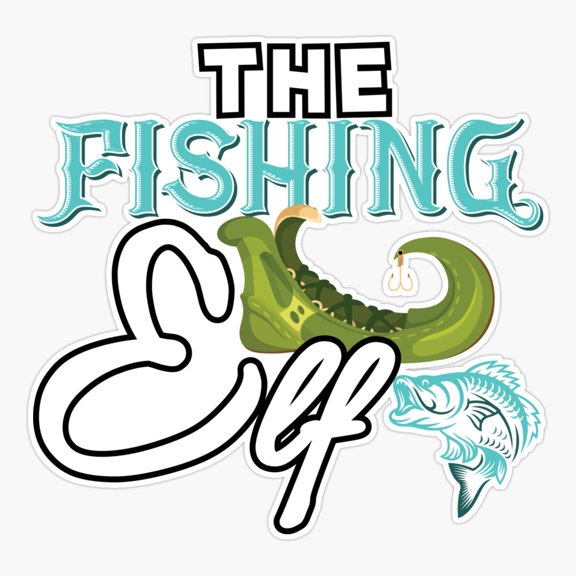 The Fishing Elf Great Christmas Gift Idea For Fishermen Sticker