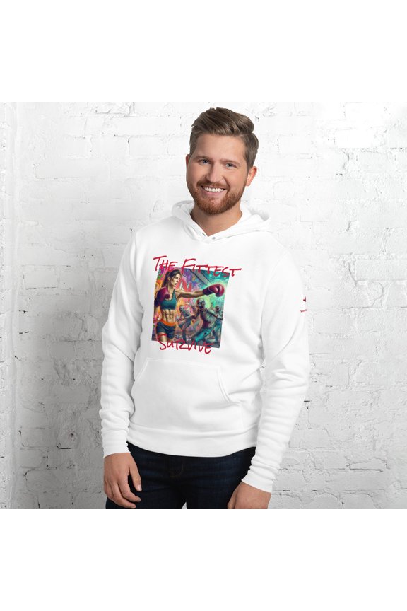 The Fittest Survive Unisex boxing hoodie (White, 2XL)