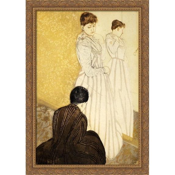 The Fitting 28x40 Large Gold Ornate Wood Framed Canvas Art by Mary Cassatt