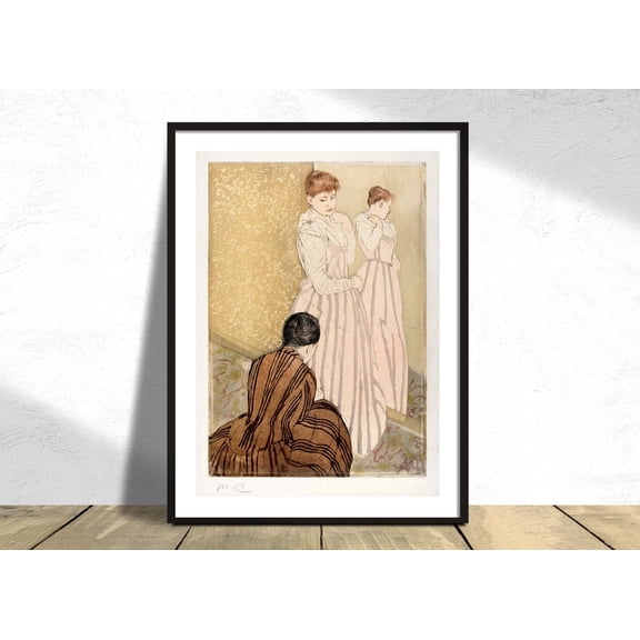 The Fitting Mary Cassatt Impressionism Art Poster Reproduction Vintage Illustration Famous Artwork, Unframed Paper Poster 8x10in