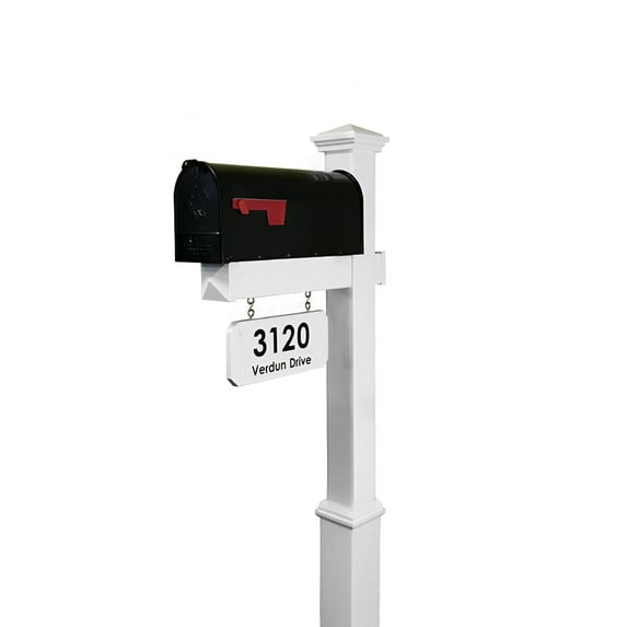 The Fitzgerald Mailbox and Post Combo System With Hanging Blank Address Plate