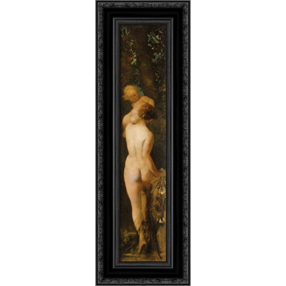 The Five Senses: Touching 11x24 Black Ornate Wood Framed Canvas Art by Makart, Hans