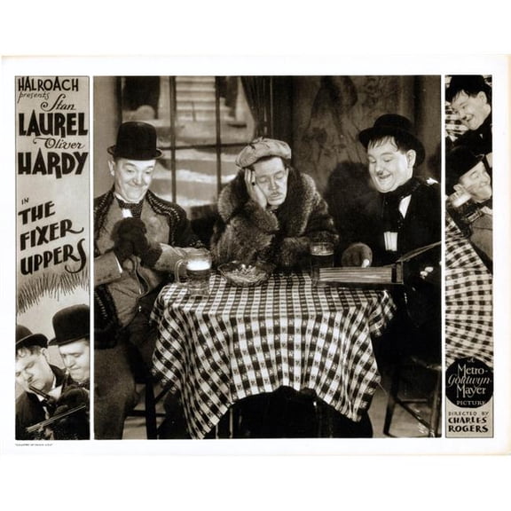 The Fixer Uppers Lobbycard Inset From Left - Stan Laurel Arthur Housman Oliver Hardy 1935 Movie Poster Masterprint, 14 x 11