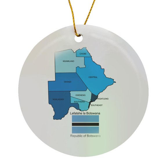 3drose, the Flag and Map of Botswana with All Districts Identified. the Republic of Botswana in Tswana., Circle Porcelain Ornament