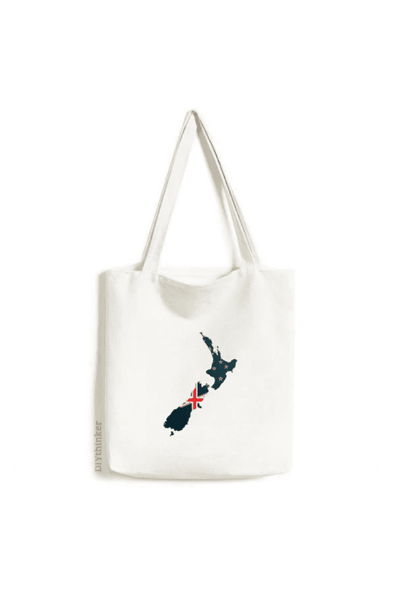 The Flag Island Country Map New Zealand Tote Canvas Bag Shopping Satchel Casual Handbag