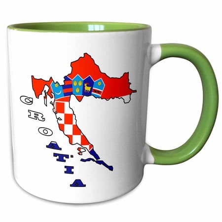 3drose, the Flag of Croatia in the Outline Map of the Country and Name, Croatia., 11oz Two-tone Green Mug