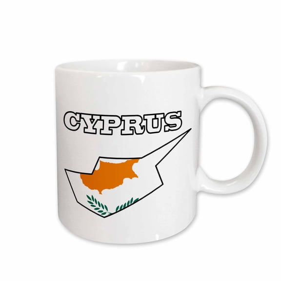 3drose, the Flag of Cyprus in the Outline Map of the Country and Name, Cyprus, 15oz Mug