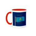 thumbnail image 1 of 3dRose, The flag of Kazakhstan on blue background with Republic of Kazakhstan in English, Russian and Kazakh, 11oz Two-Tone Red Mug, 1 of 7