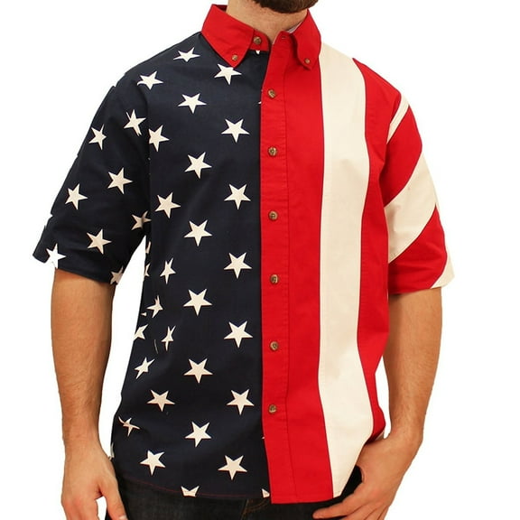 The Flag Shirt Men's Half Stars Half Stripes American Flag Woven Polo Shirt