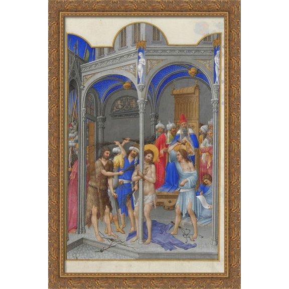 The Flagellation 26x40 Large Gold Ornate Wood Framed Canvas Art by Limbourg brothers