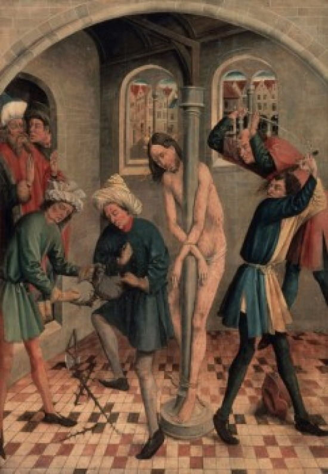 The Flagellation of Jesus  J Kerbecke (d 1491 Russian)  State Museum St Petersburg Canvas Art - J Kerbecke (18 x 24)