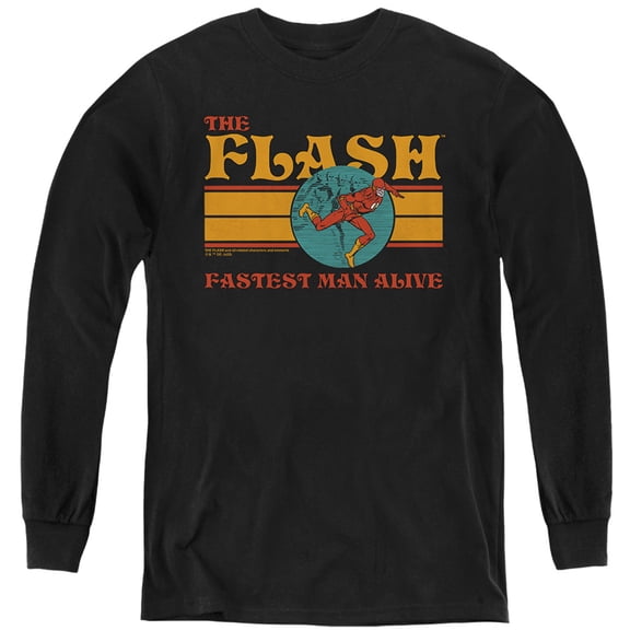 The Flash 70'S Flash 1 Kids Long Sleeve T Shirt (Medium) for Youth Boys and Girls, Black