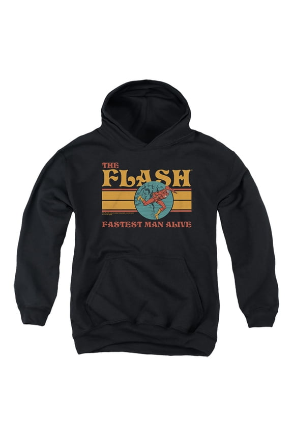 The Flash 70'S Flash 1 Kids Pull-Over Hoodie (Large) for Youth Boys and Girls, Black