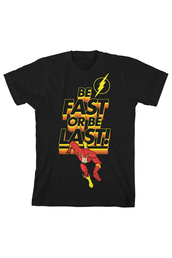 The Flash Be Fast or Be Last Boy's Black T-shirt-XS