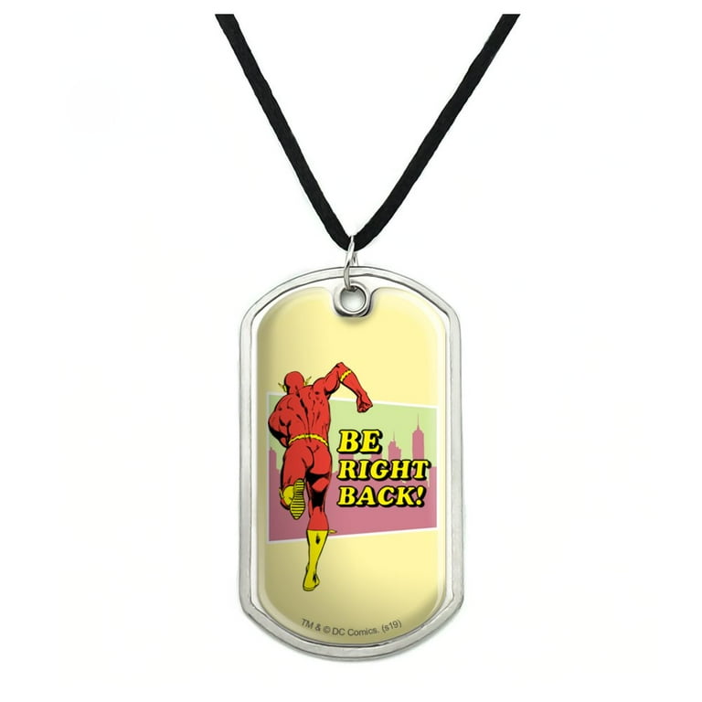 The Flash Be Right Back Military Dog Tag Pendant Necklace with Cord Women s Size One size Grey Type