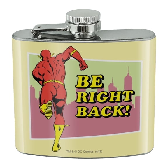 The Flash Be Right Back Stainless Steel 5oz Hip Drink Kidney Flask