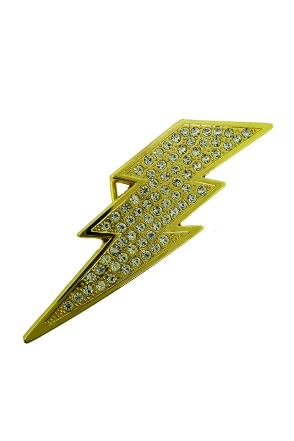 The Flash Belt Buckle Rhinestone Gold Metal Fashion Lightning Bolt New Men Women Cowboy Cowgirl Western Rodeo Texas Style