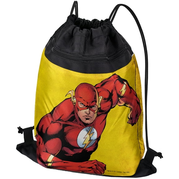 The Flash Character Drawstring Backpack Sports Bag Sackpack 17" x 13", Perfect for Gym, Yoga or Practice