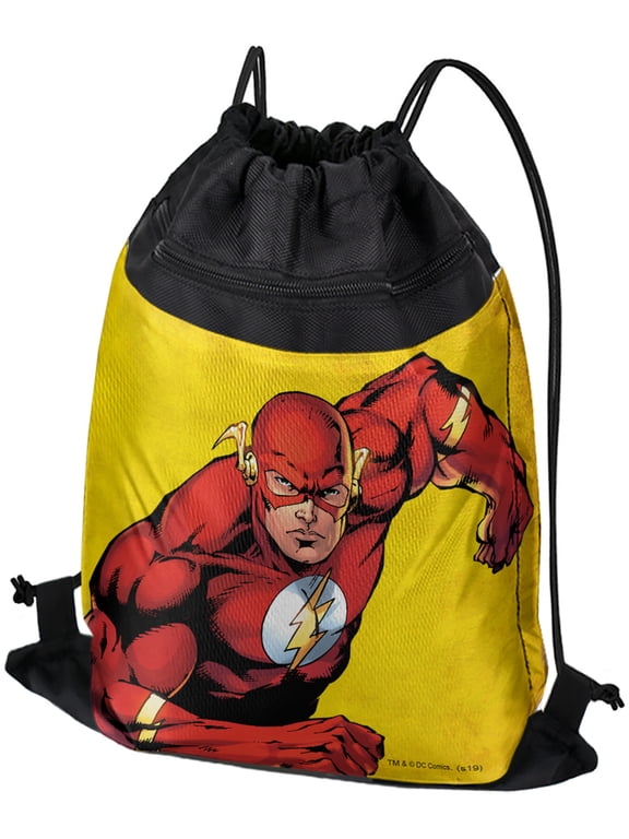 The Flash Character Drawstring Backpack Sports Bag Sackpack 17" x 13", Perfect for Gym, Yoga or Practice