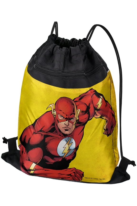The Flash Character Drawstring Backpack Sports Bag Sackpack 17" x 13", Perfect for Gym, Yoga or Practice