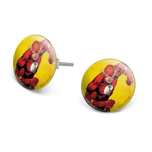 The Flash Character Novelty Silver Plated Stud Earrings