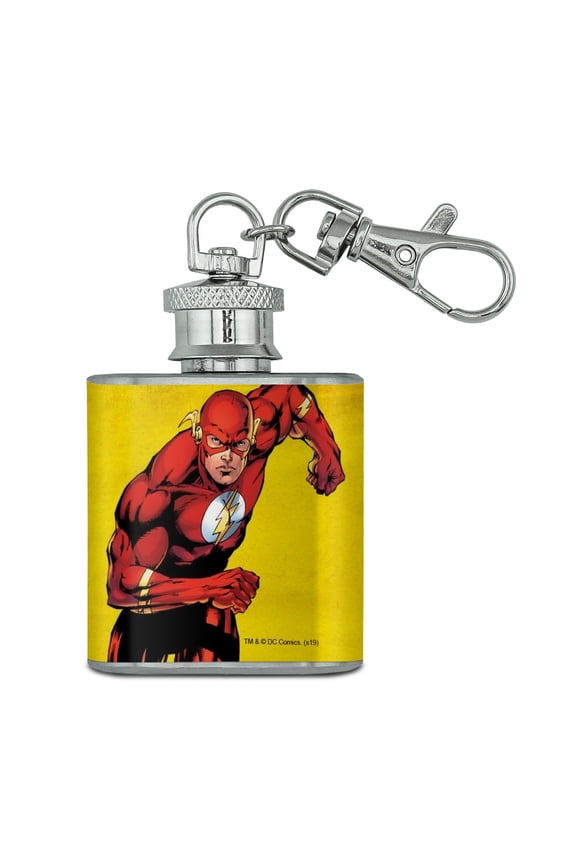The Flash Character Stainless Steel 1oz Mini Flask Key Chain