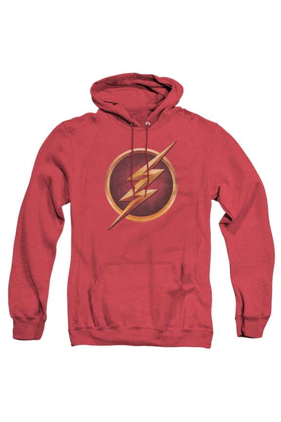 The Flash Chest Logo Adult Heather Hoodie Sweatshirt Red