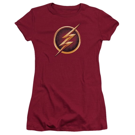 The Flash - Chest Logo - Juniors Teen Girls Cap Sleeve Shirt - Large