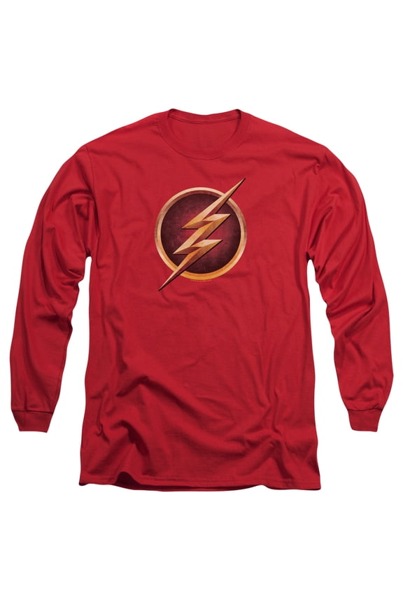 The Flash Chest Logo Long Sleeve Adult 18/1 T-Shirt Red
