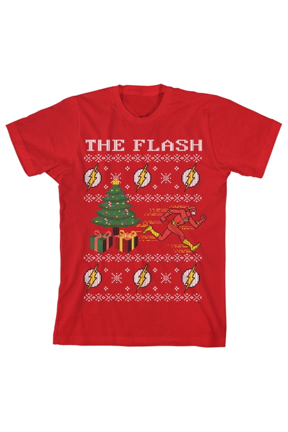 The Flash Christmas Youth Red Graphic Tee-Small