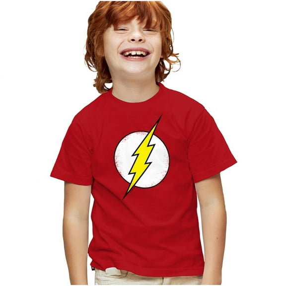 The Flash Distressed Kids T Shirt (Medium) for Youth Toddler Boys and Girls, Red