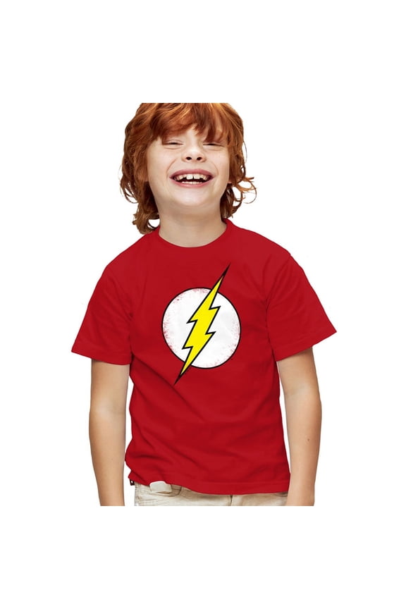 The Flash Distressed Kids T Shirt (Medium) for Youth Toddler Boys and Girls, Red