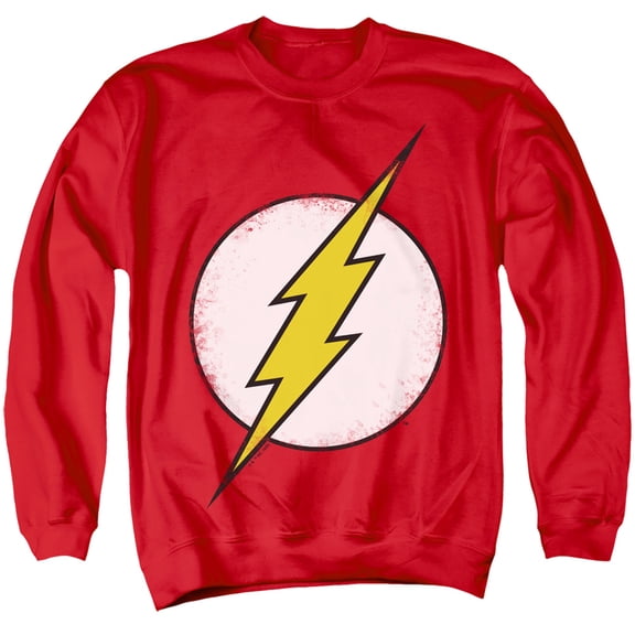 The Flash Distressed Unisex Adult Crewneck Sweatshirt,Red, Large