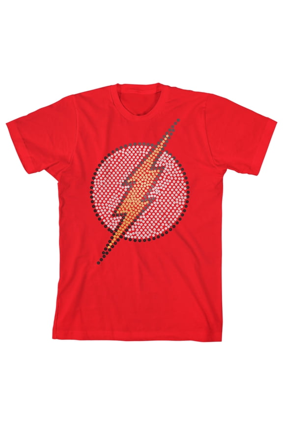 The Flash Fake Sequin Logo Boy's Red T-shirt-L