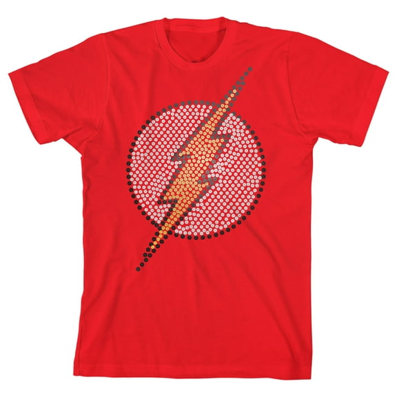 The Flash Fake Sequin Logo Boy's Red T-shirt-XL