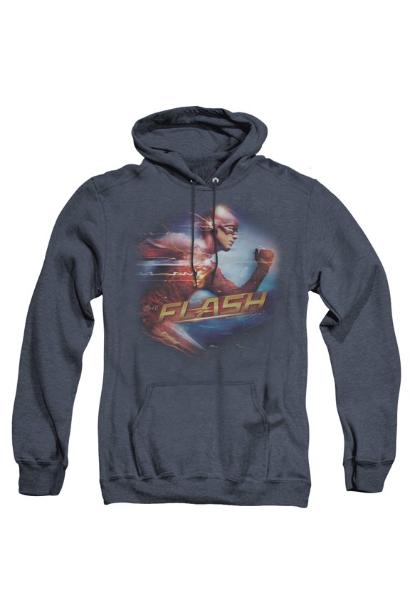 The Flash Fastest Man Adult Heather Hoodie Sweatshirt Navy