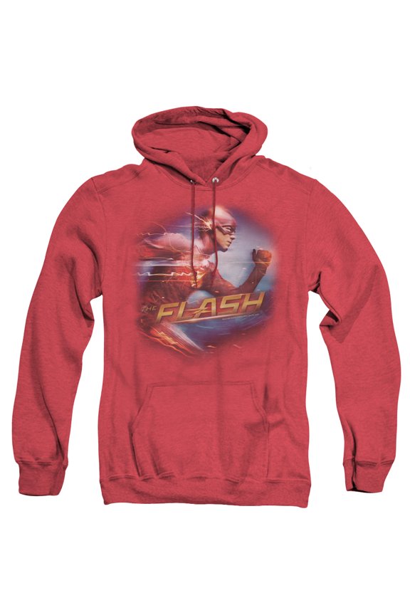 The Flash Fastest Man Adult Heather Hoodie Sweatshirt Red