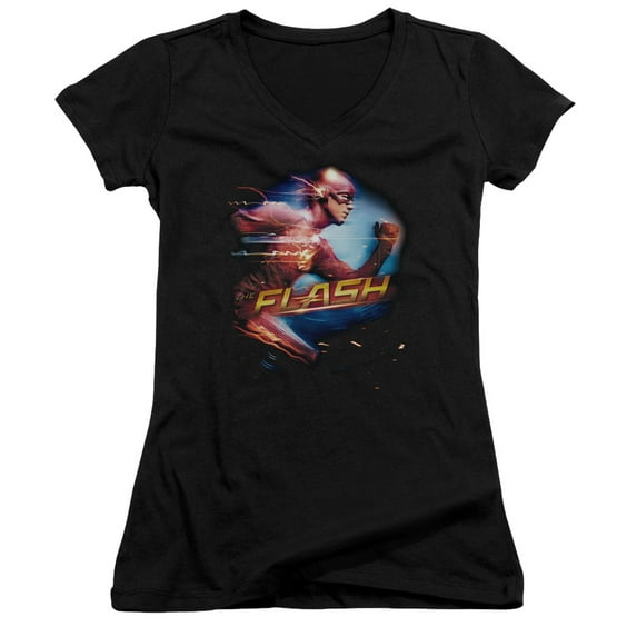 The Flash Fastest Man Junior Women's V-Neck T-Shirt Black