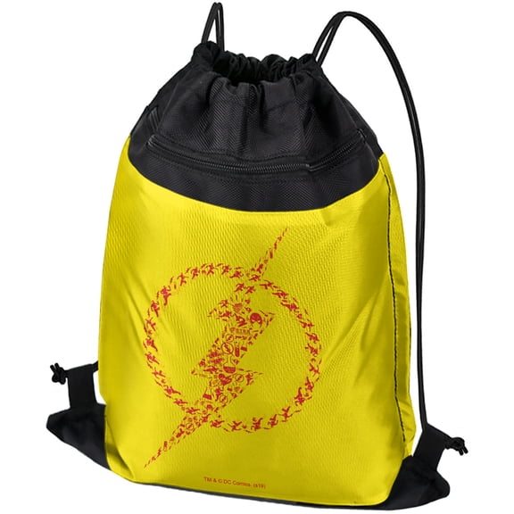 The Flash Flash Icons Logo Drawstring Backpack Sports Bag Sackpack 17" x 13", Perfect for Gym, Yoga or Practice