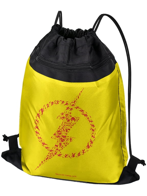 The Flash Flash Icons Logo Drawstring Backpack Sports Bag Sackpack 17" x 13", Perfect for Gym, Yoga or Practice