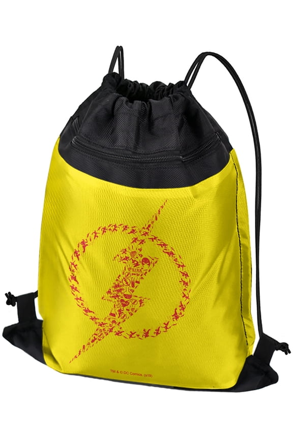 The Flash Flash Icons Logo Drawstring Backpack Sports Bag Sackpack 17" x 13", Perfect for Gym, Yoga or Practice