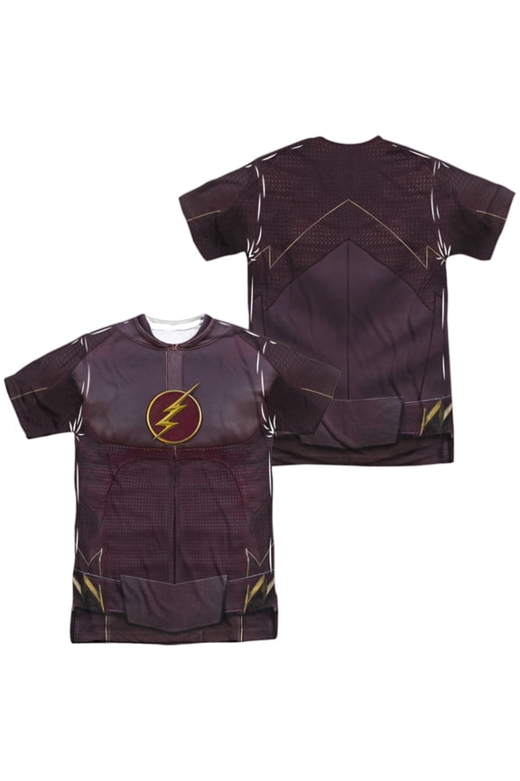 The Flash Flash Uniform Unisex Adult Sublimated Costume T Shirt (Front/Back), Small Multicolor