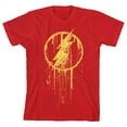 thumbnail image 1 of The Flash Gold Dripping Logo Youth Boys Red T-Shirt-Small, 1 of 4