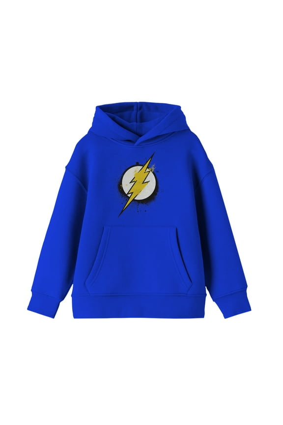 The Flash Grunge Logo Youth Boy's Royal Blue Hoodie-XL