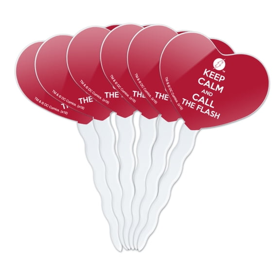 The Flash Keep Calm and Call Heart Love Cupcake Picks Toppers Decoration Set of 6
