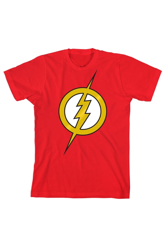 The Flash Lightning Bolt Emblem Youth Red Graphic Tee-Large