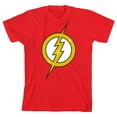 thumbnail image 1 of The Flash Lightning Bolt Emblem Youth Red Graphic Tee-Small, 1 of 6