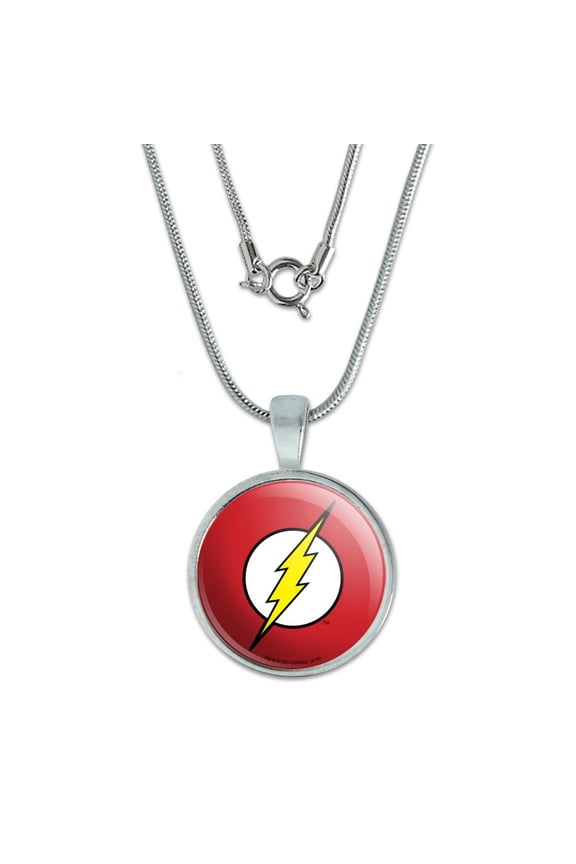 The Flash Lightning Bolt Logo 0.75" Pendant with Sterling Silver Plated Chain