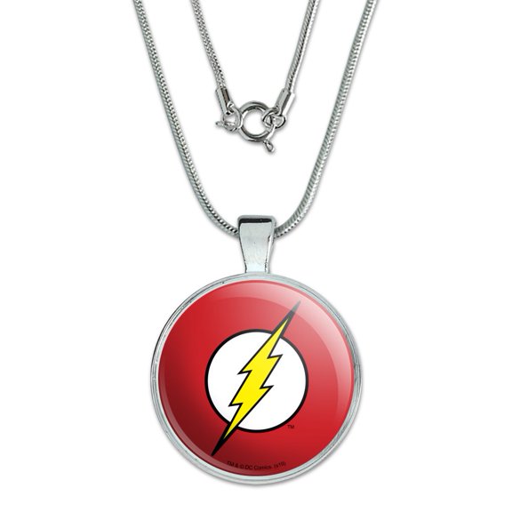 The Flash Lightning Bolt Logo 1" Pendant with Sterling Silver Plated Chain